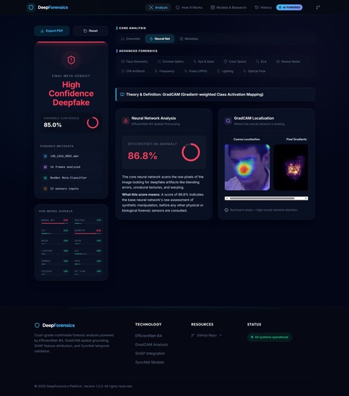 Deepfake Forensics & XAI Engine  – screenshot 1