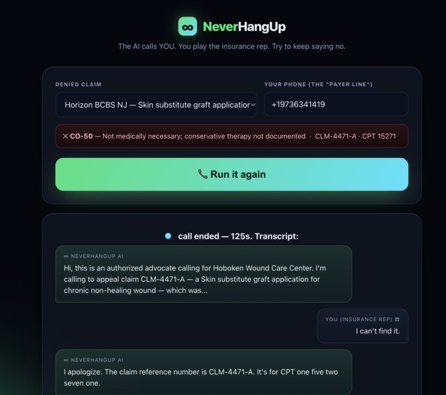 NeverHangUp – screenshot 1