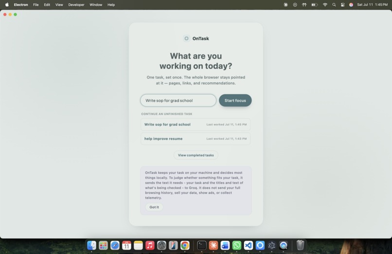 OnTask – screenshot 5