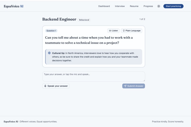 EquaVoice AI - Different Voices. Equal Opportunities. – screenshot 1