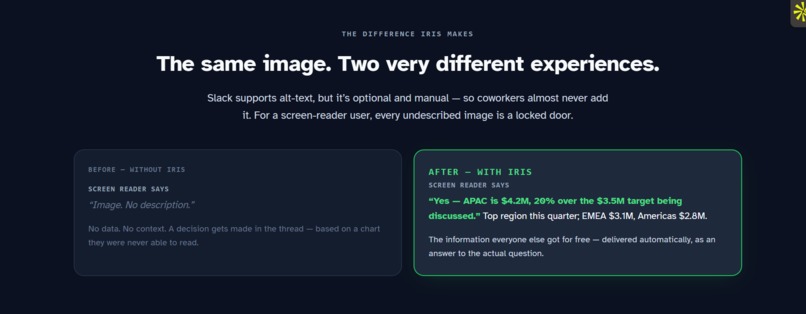 Iris — Automated image accessibility for Blind in Slack – screenshot 2