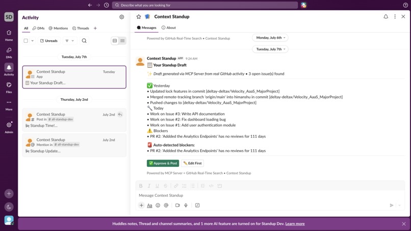 Context Standup — AI Standup Agent with MCP – screenshot 2