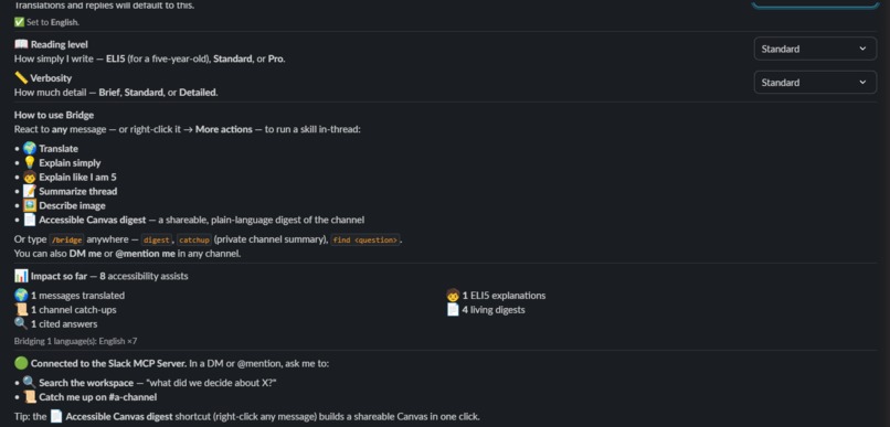 Bridge: the in-Slack accessibility agent – screenshot 4