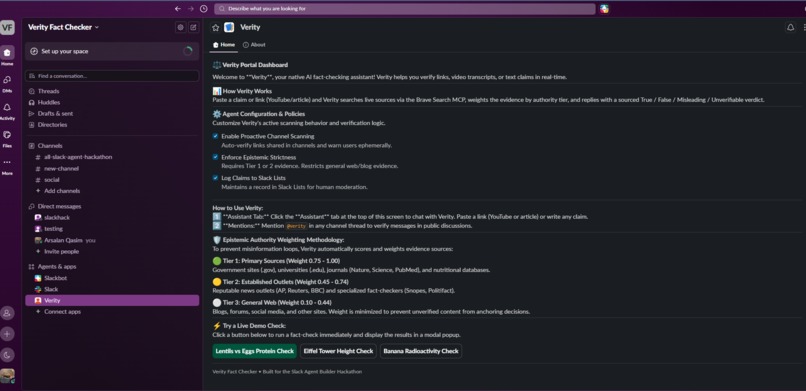 Verity — Fact-Checking Agent for Slack – screenshot 1