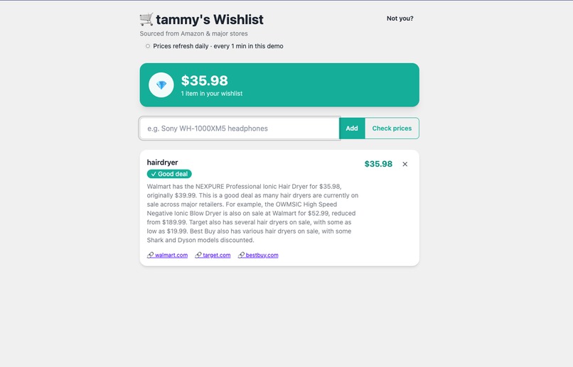 Wishlist Price Checker – screenshot 2