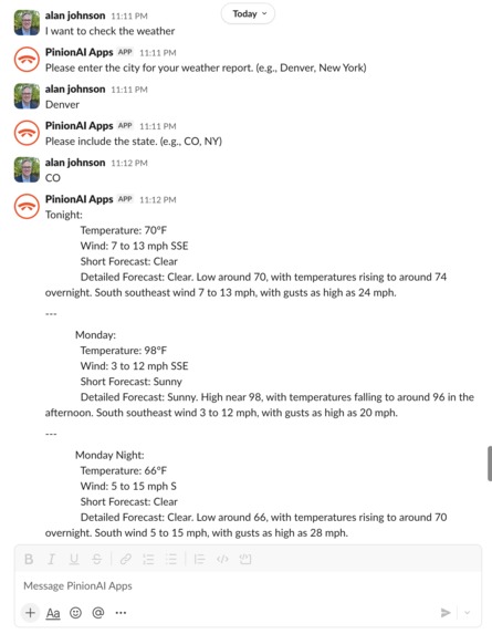 PinionAI Slack App – screenshot 1