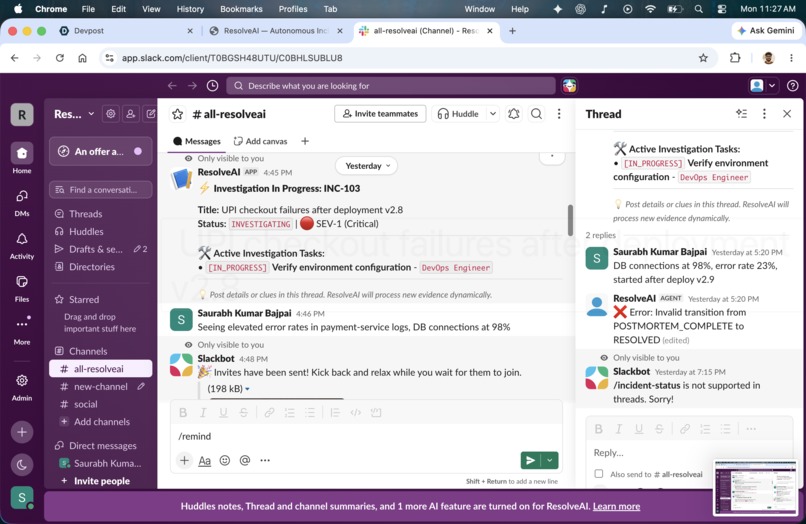 ResolveAI — Autonomous Incident Commander for Slack – screenshot 3