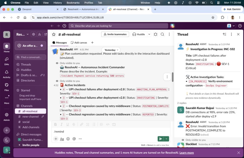 ResolveAI — Autonomous Incident Commander for Slack – screenshot 4