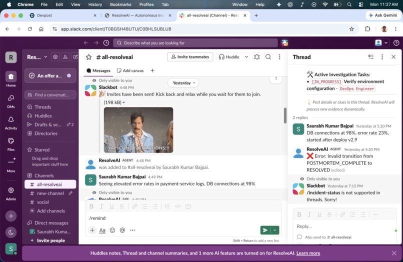 ResolveAI — Autonomous Incident Commander for Slack – screenshot 5