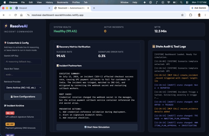 ResolveAI — Autonomous Incident Commander for Slack – screenshot 10