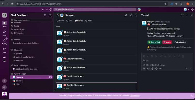 Synapse: Enterprise Memory & Action Agent – screenshot 2