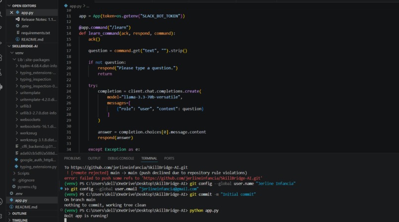 SkillBridge AI – Slack Learning Assistant – screenshot 1