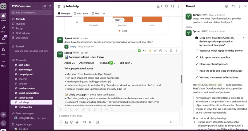 Sprout — the OpenTofu community agent – screenshot 2