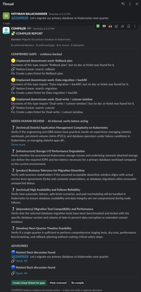 COMPILER — Decision Review Agent for Slack – screenshot 1