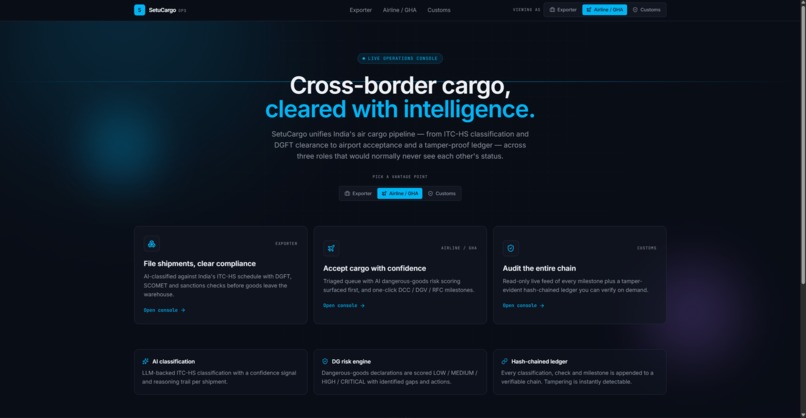 CargoSetu: The AI-Powered, Tamper-Evident Air Cargo Network – screenshot 1
