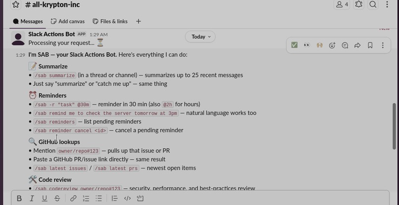 Slack Advanced Actions Bot – screenshot 7