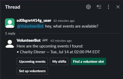 VolunteerBot – screenshot 1