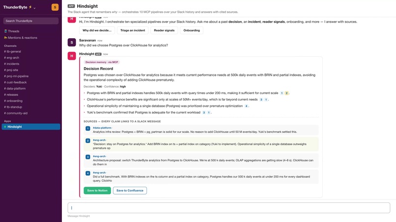 Hindsight - org memory for Slack – screenshot 1