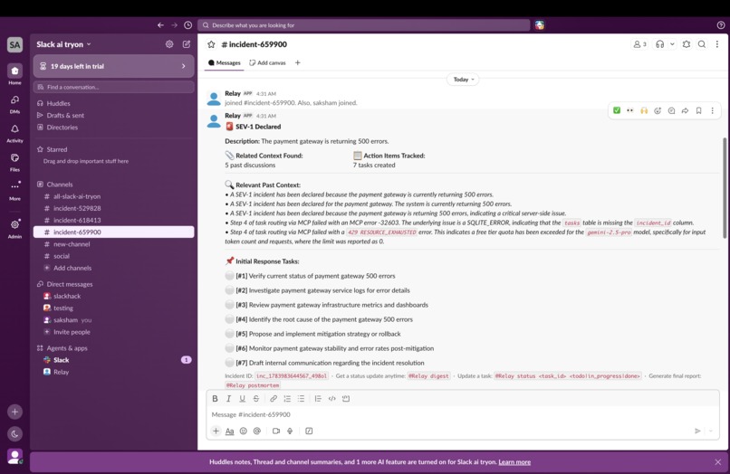 Relay — AI Incident Commander for Slack – screenshot 2