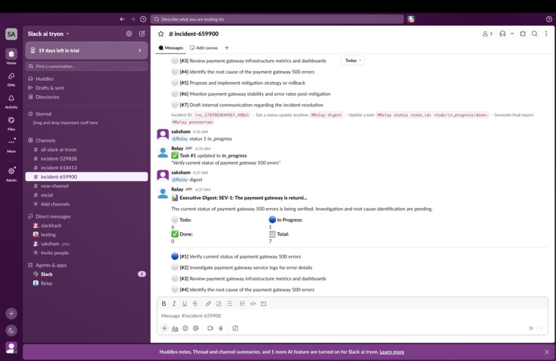 Relay — AI Incident Commander for Slack – screenshot 3