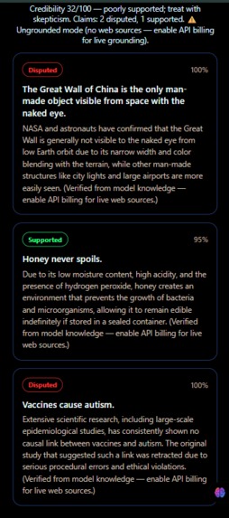 Veritas-  Grounded Fact-Checking with Gemini – screenshot 3
