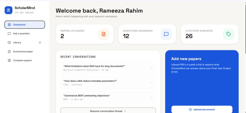 ScholarMind: RAG Assistant for Research Papers – screenshot 2