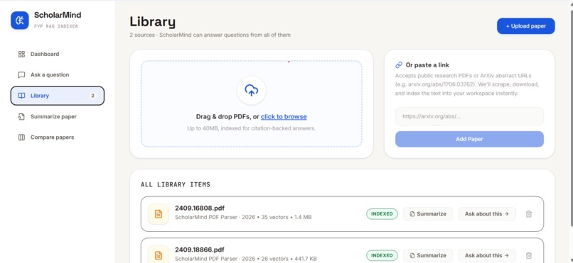 ScholarMind: RAG Assistant for Research Papers – screenshot 3