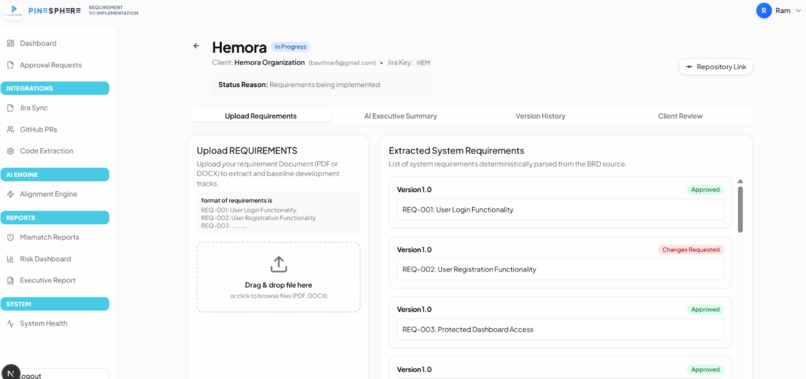 ReqSync AI: Requirement-to-Implementation Alignment Platform – screenshot 5