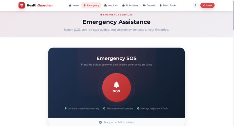 HealthGuardian – AI-Powered Emergency Healthcare Platform – screenshot 2