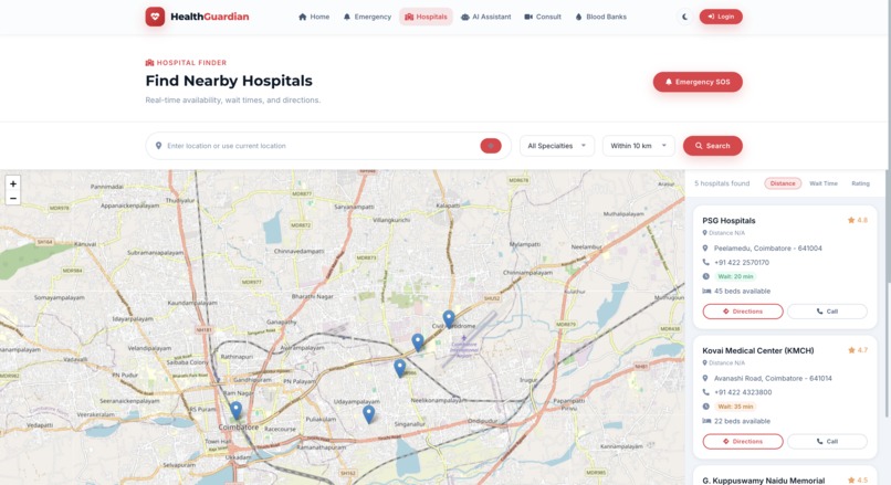 HealthGuardian – AI-Powered Emergency Healthcare Platform – screenshot 6