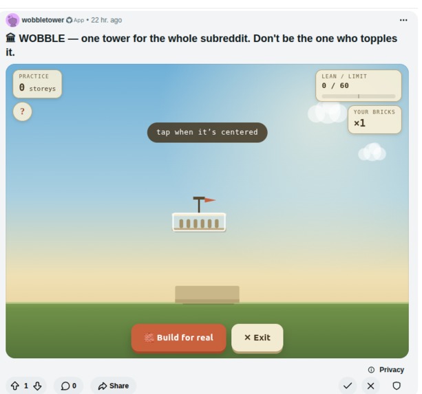 WOBBLE - the subreddit's shared tower – screenshot 6