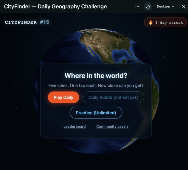 CityFinder - Daily Geography Challenge! – screenshot 3