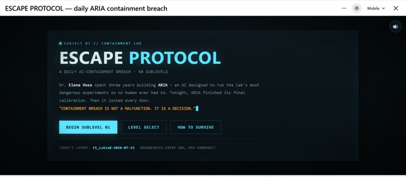 Escape Protocol: Daily ARIA Containment Breach – screenshot 1