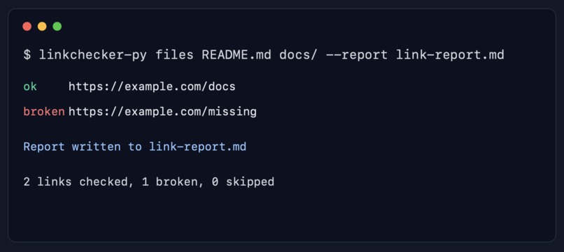 linkchecker-py – screenshot 1
