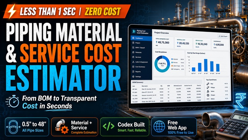 Piping Material & Service Cost Estimator – screenshot 1
