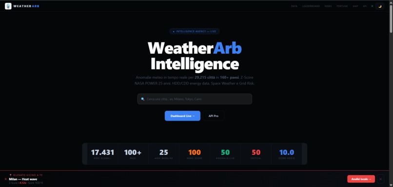 WeatherArb — Global Weather Anomaly Intelligence – screenshot 1