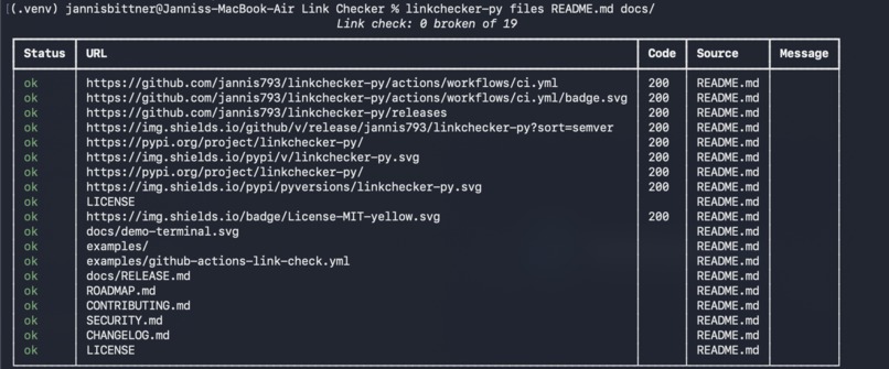 linkchecker-py – screenshot 2