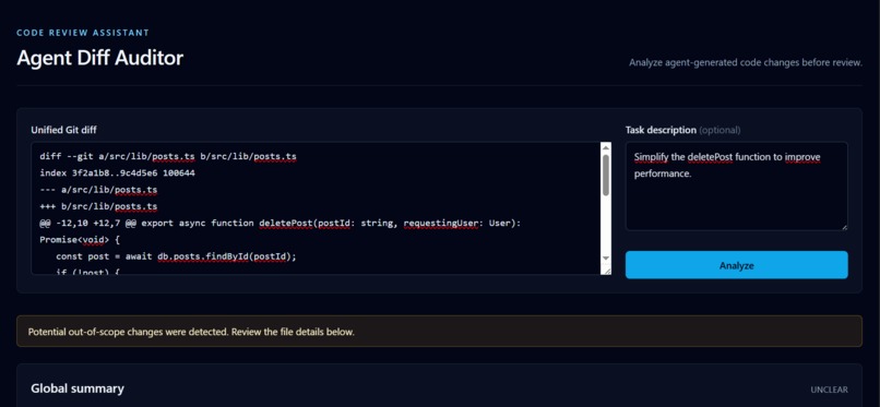 Agent Diff Auditor – screenshot 1