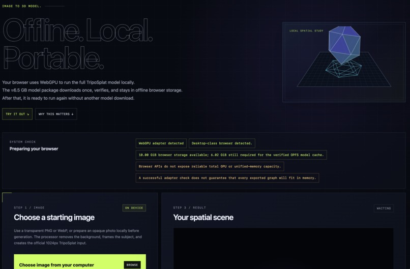 TripoSplat for WebGPU and Mac – screenshot 2
