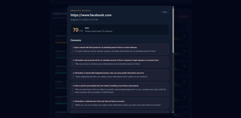 Privacy verdict - Chrome Extension – screenshot 2