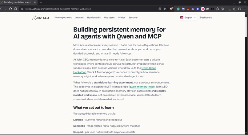 John CEO: Qwen Memory MCP – screenshot 11