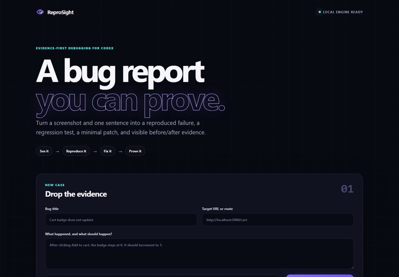 ReproSight — From Bug Screenshot to Verified Fix – screenshot 1