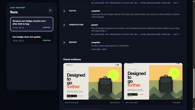 ReproSight — From Bug Screenshot to Verified Fix – screenshot 5