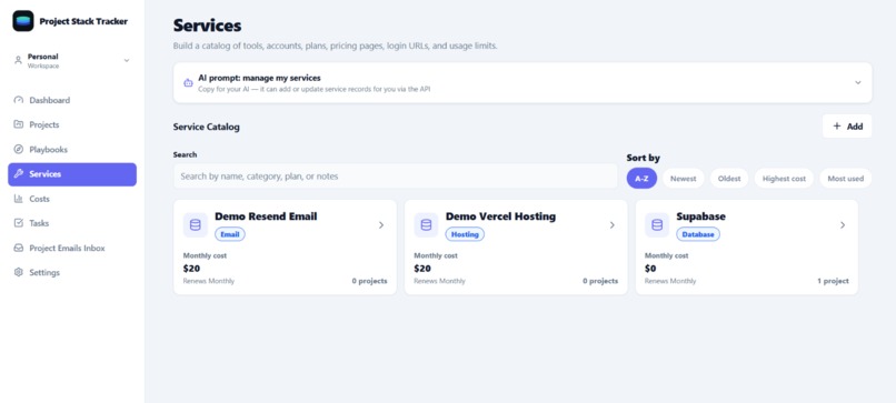 Project Stack Tracker – screenshot 4