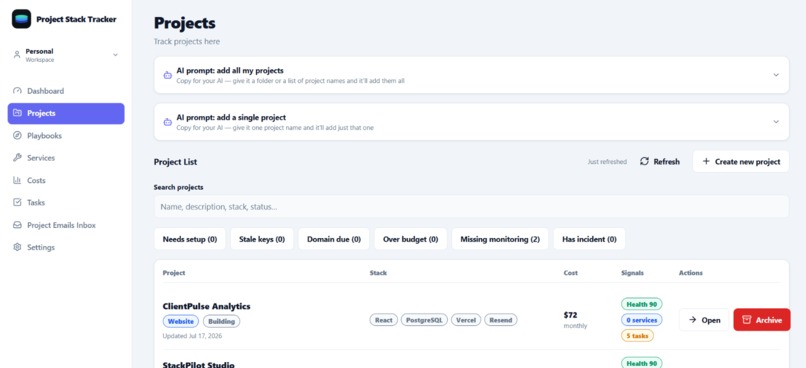 Project Stack Tracker – screenshot 5