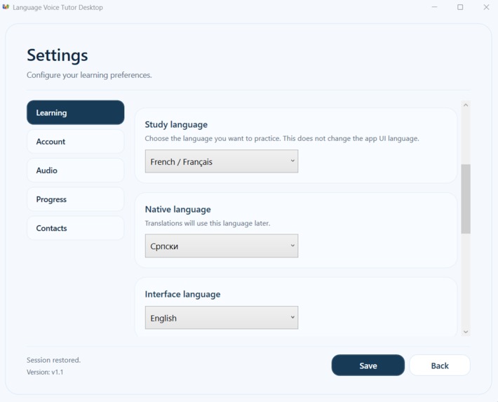 Language Voice Tutor – screenshot 3