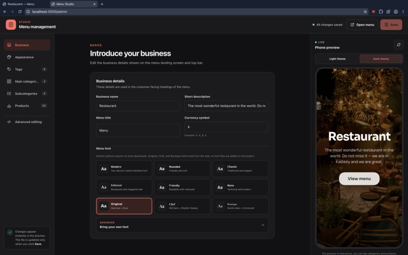 Restaurant Menu – screenshot 3