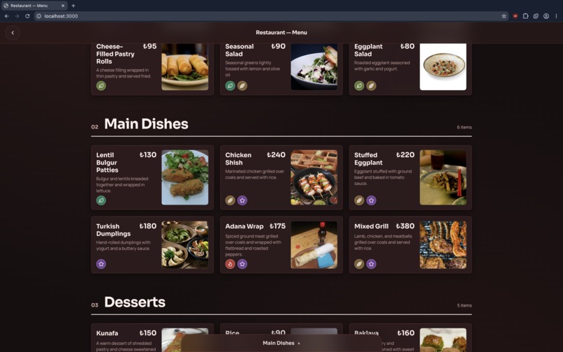 Restaurant Menu – screenshot 2