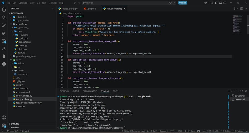 pytestforge – screenshot 1