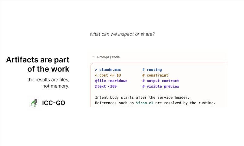 ICC-GO: Run Manifests for LLM Workflows – screenshot 4